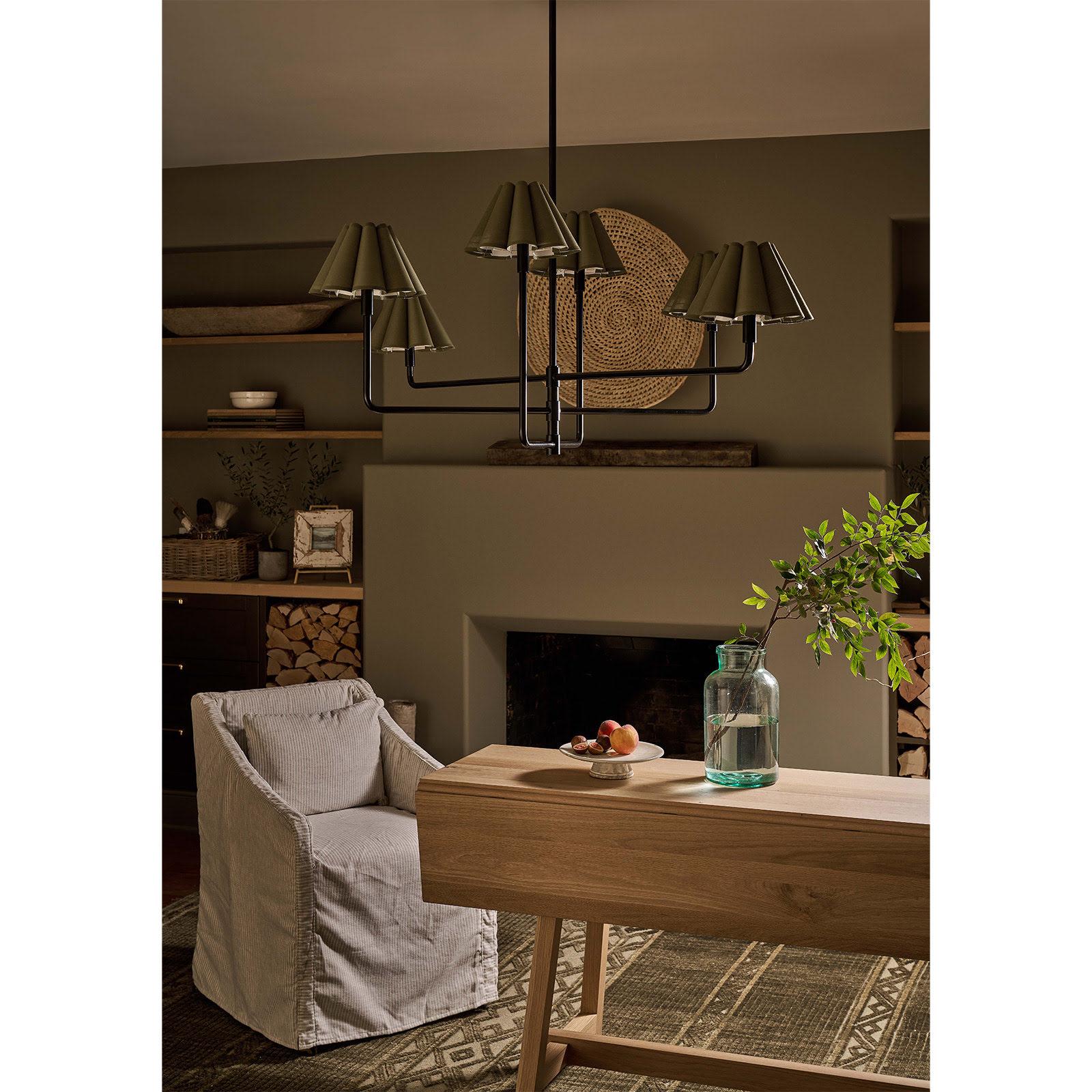 Polly Black Metal Chandelier with Green Shade | Regina Andrew Detroit